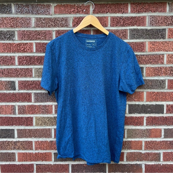 Express Other - Express Heathered Blue Crewneck Slim Stretch Short Sleeve Tee Shirt